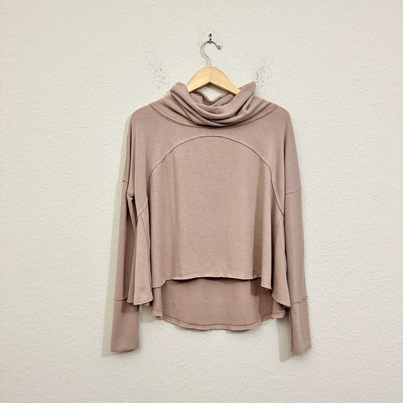 FREE PEOPLE WE THE FREE Cozy Time Funnel Neck Top in Chocolate - Picture 1 of 11